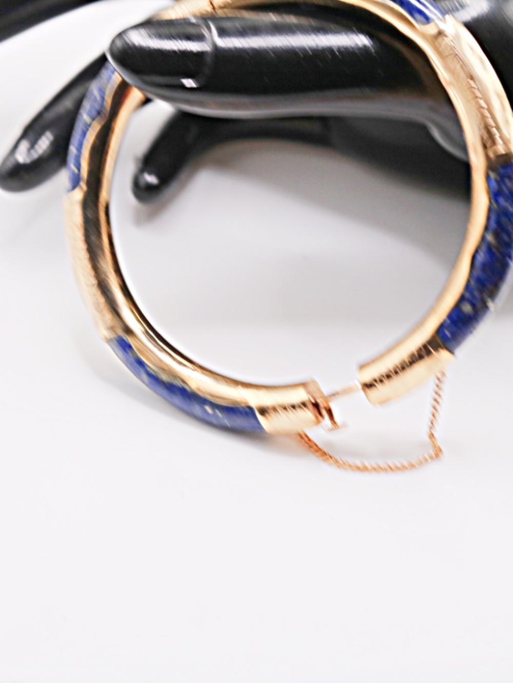Vintage Chinese Blue Lapis Lazuli Hinged Bangs Bracelet
